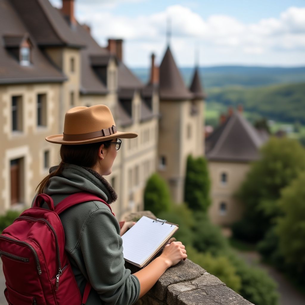 Voyageur explorant un petit village français