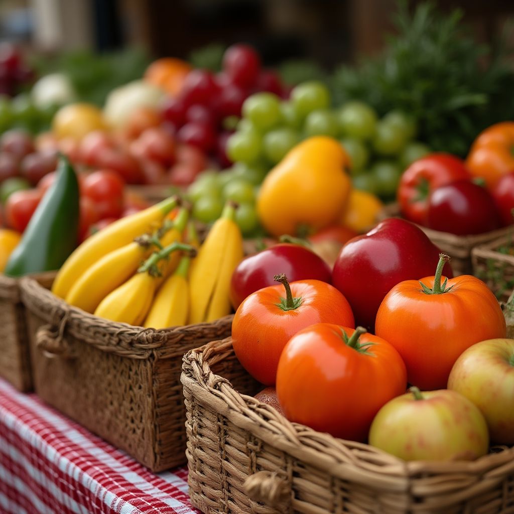 Marché local avec produits du terroir